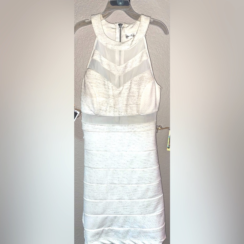 white dress with gold sparkles